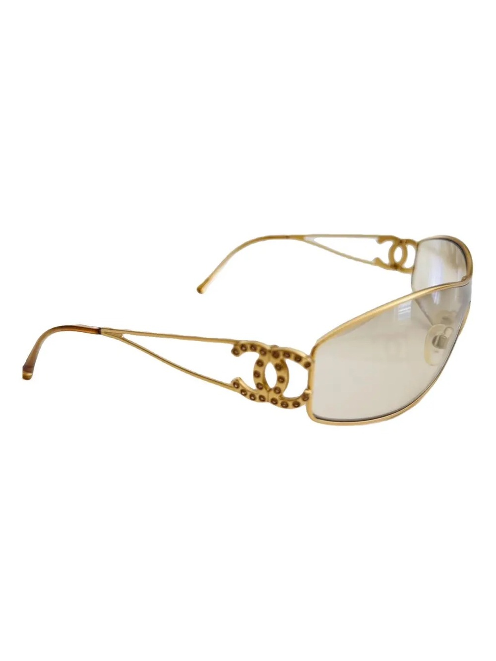 Chanel Vintage 💫Gold-Tone CC Logo Rimless Sunglasses - Gold #091 - Picture 2 of 16